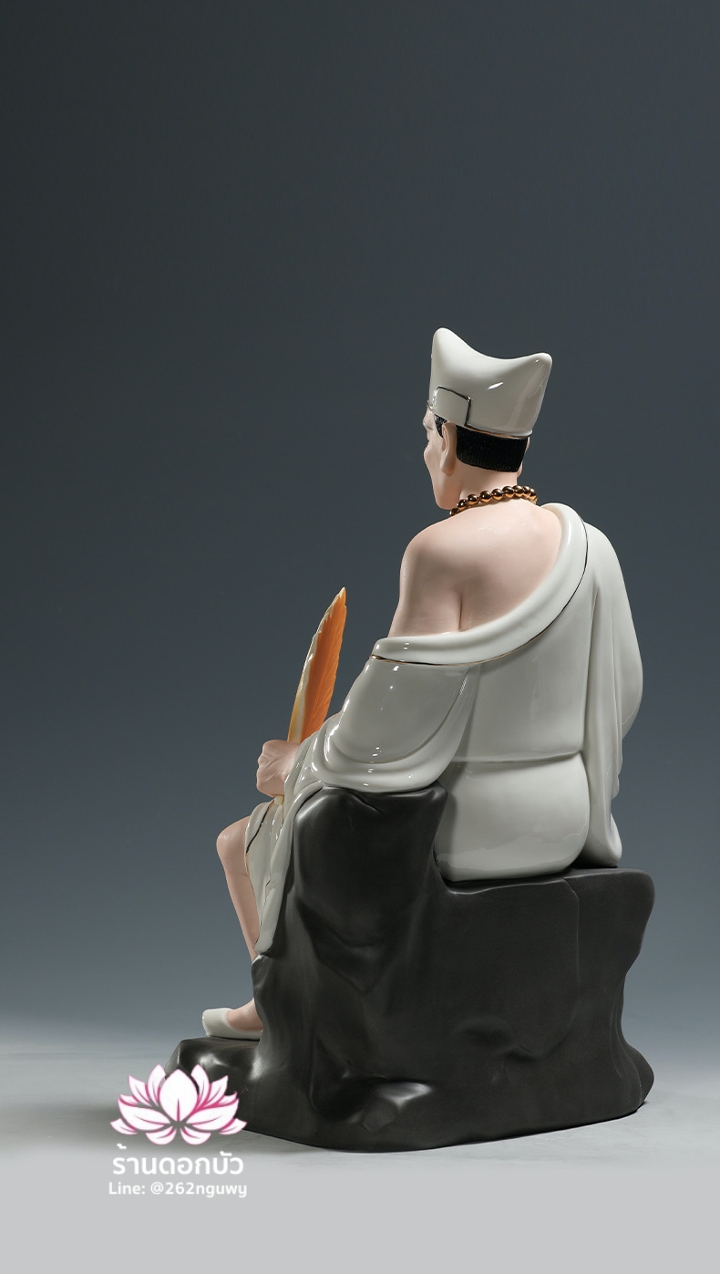 พระอรหันต์จี้กง เต้าจี้ฉานซือ งานกระเบื้องฮกเกี้ยน สีขาวขลิบทอง ขนาด 16 นิ้ว