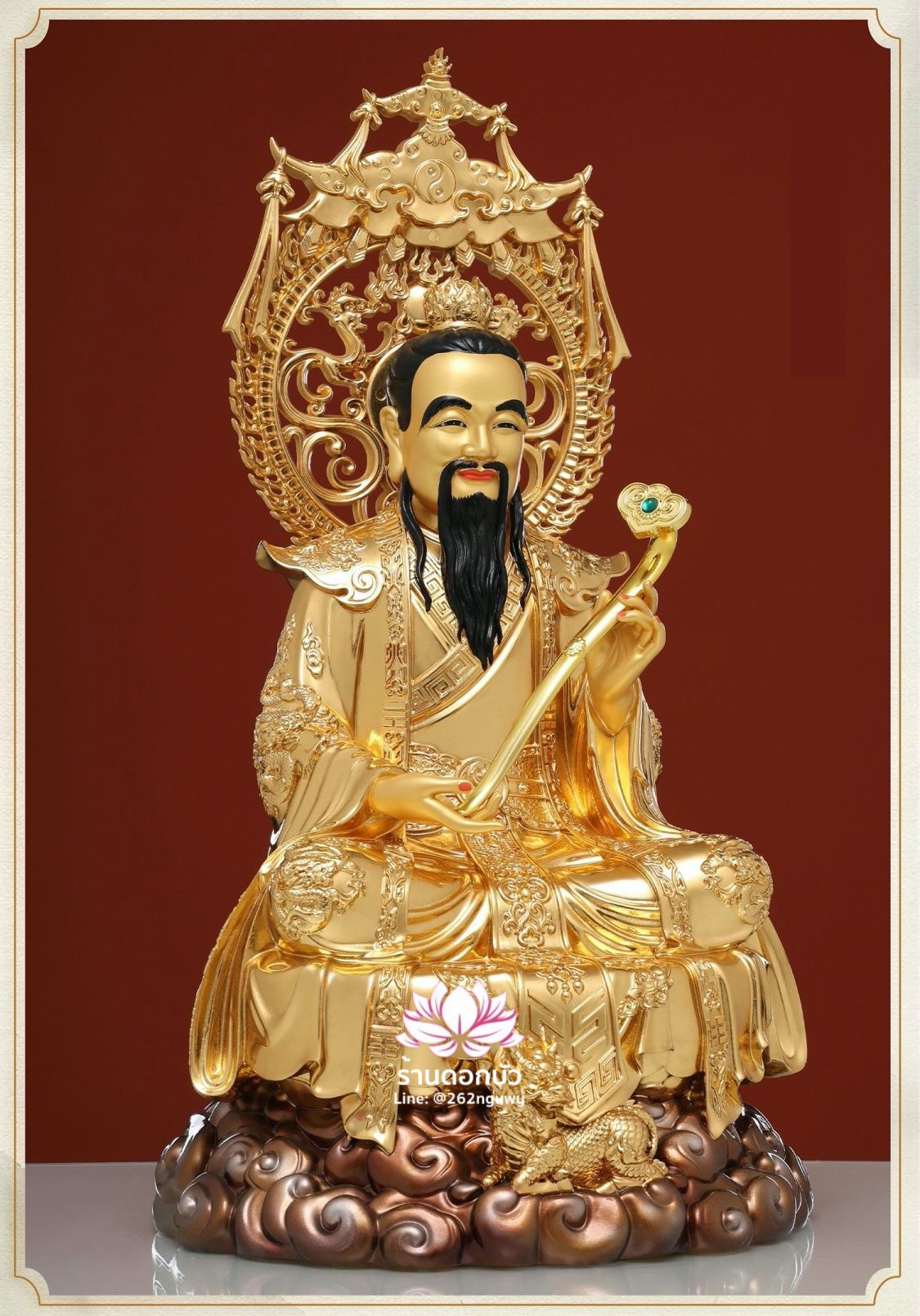 ซำเช้งเต๋าจ้อ โตเต็กเทียนจุน หรือไท่ส่องโล้กุ๊น หง่วนซี่เทียนจุน เล็งโป้เทียนจุน สีทอง งานเรซิ่น ขนาด 12/16/19/26 นิ้ว