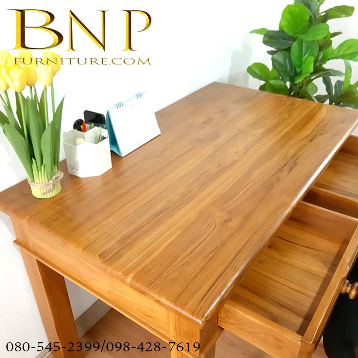 โต๊ะทำงานไม้สัก ขาตรง 1.2 เมตร