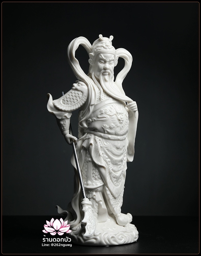 เทพเจ้ากวนอู และพระเวทโพธิสัตว์ (อุ่ยท้อผ่อสัก) ขนาด 14 นิ้ว สีขาว