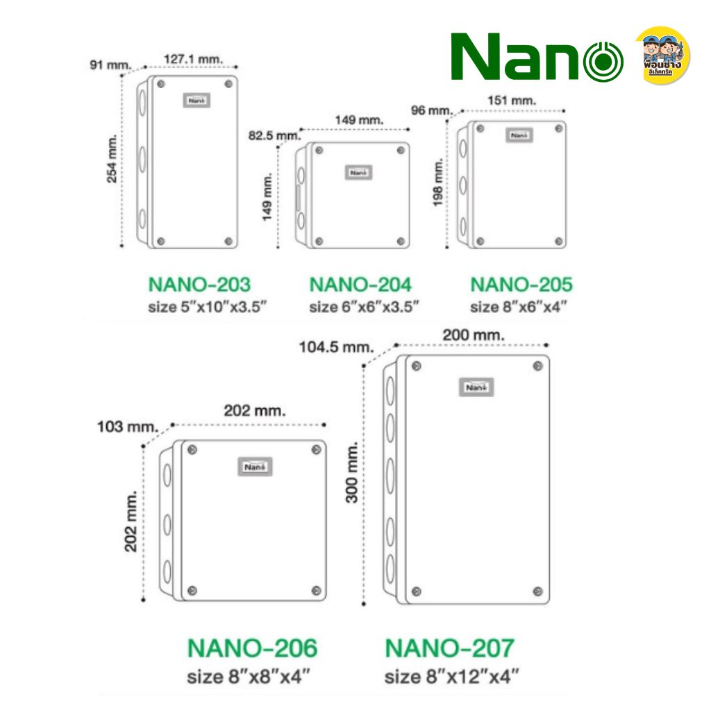 **ฝาใส** NANO กล่องกันน้ำ 5x10 6x8 8x8 8x12 สีขาว สีดำ กล่องพักสาย บ็อกพัก บ็อกพักสาย กล่องไฟ บ๊อกกันน้ำ บ็อกกันน้ำ นาโน