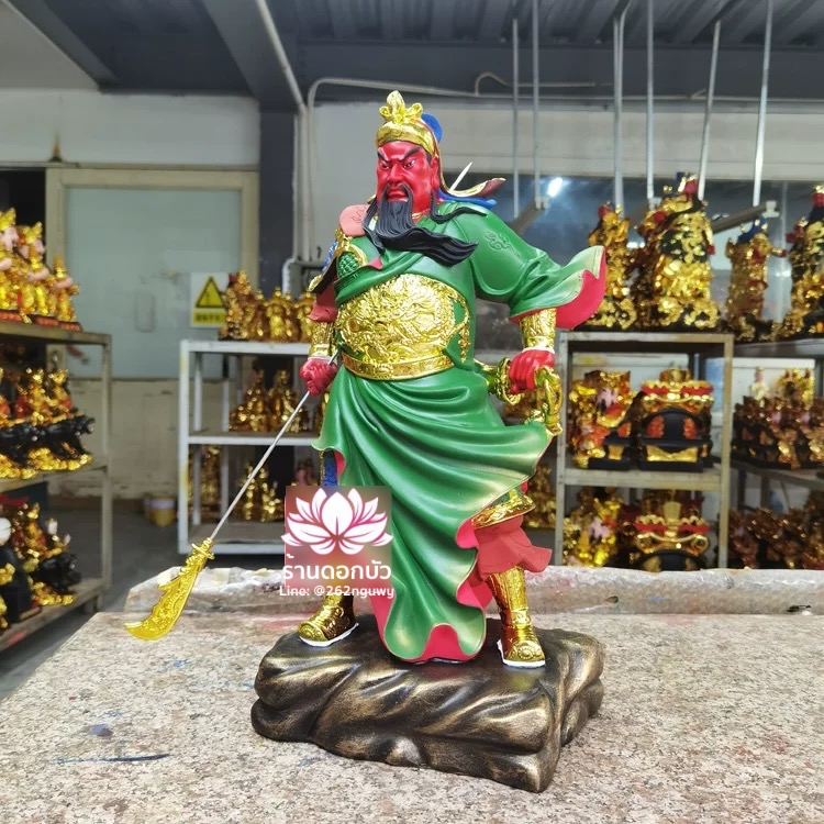เทพเจ้ากวนอู กวนเต้กุ๊น เฮียบเที้ยนไต่เต่ หรือ กวนเส่งเต้กุ้น ปางออกศึก ประทับยืน ขนาด 12/16/19/26 นิ้ว