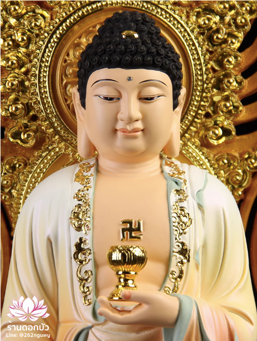 พระพุทธเจ้า (พระยูไล) พระโพธิสัตว์กวนอิม (กวนอิมผ่อสัก) พระมหาสถามปราปต์โพธิสัตว์ (ไต่ซีจี่ผ่อสัก) ปางยืนบนดอกบัว ขนาด 12/16/19/26/36 นิ้ว