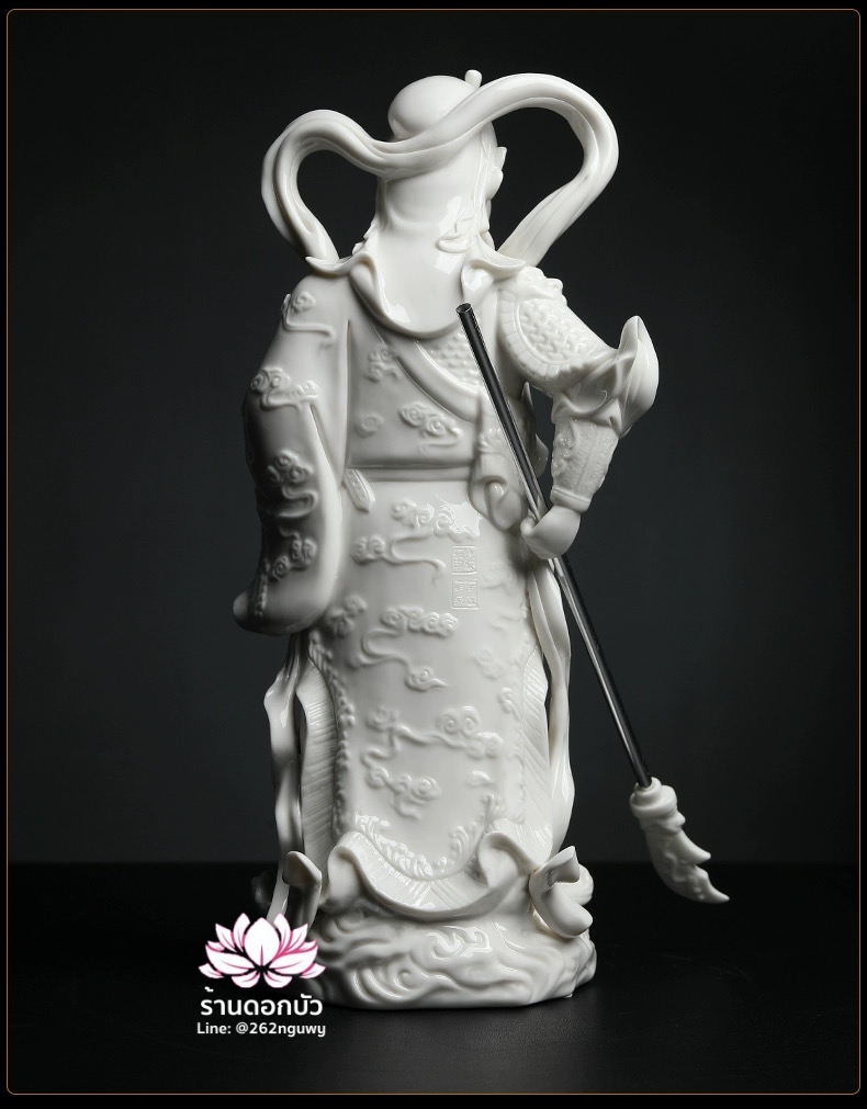 เทพเจ้ากวนอู และพระเวทโพธิสัตว์ (อุ่ยท้อผ่อสัก) ขนาด 14 นิ้ว สีขาว