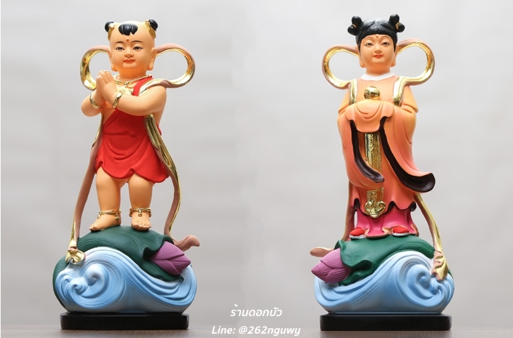 องค์พระกิมท้ง-เง็กนึง, เซียนจ๋าย-หยกลื้อ ปางเด็ก ลูกศิษย์พระโพธิสัตว์กวนอิม งานเรซิ่น ขนาด 10 นิ้ว