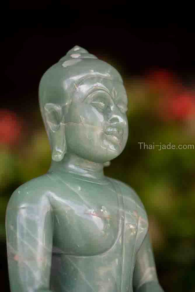 พระปางสมาธิ หินเขียว หินอเวจูลีน ขนาดหน้าตัก9นิ้ว พระแกะสลักหิน งานศิลปะ มีฝีมือ