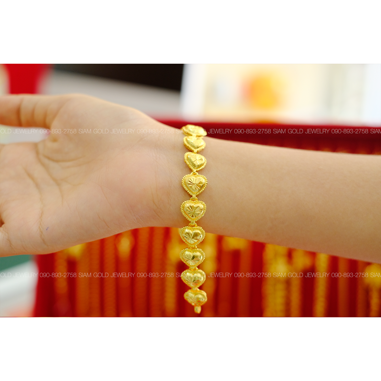 สร้อยข้อมือ หัวใจตัดลาย 2 บาท รหัส 451