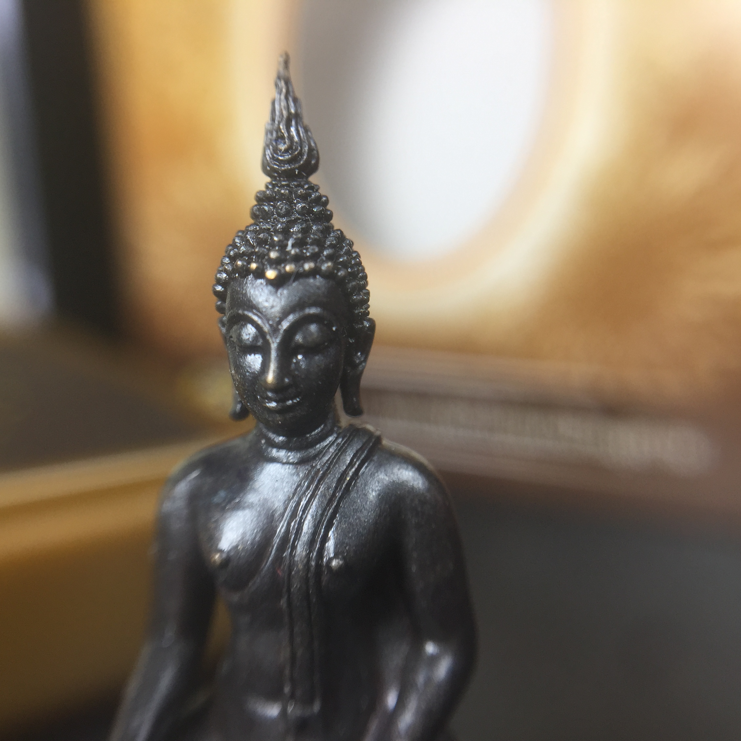 พระพุทธรูปคุ้มเกล้า ภปร. มหามงคล 80พรรษา “รุ่นเย็นศิระเพราะพระบริบาล 80พรรษา มหากษัตริย์คู่แผ่นดินสยาม” เนื้อนวโลหะรมดำ พิมพ์ใหญ่ ขนาด 18*35 มม.