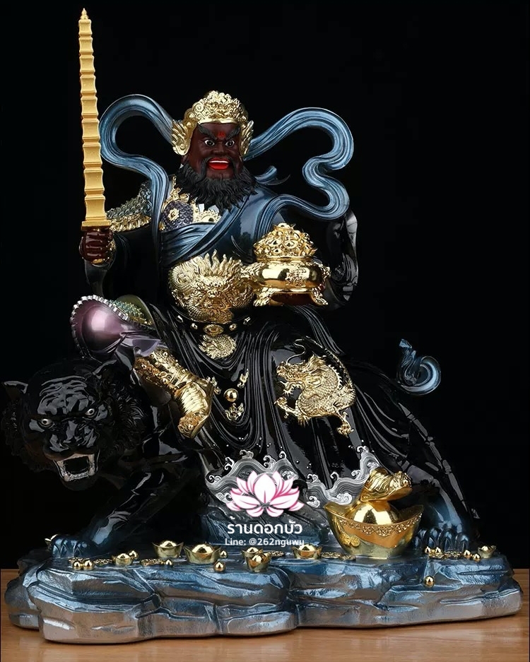 บู๊ไฉ่ซิงเอี๊ย ไฉ่ซิงเอี๊ยปางบู๊ จ้าวกงหมิง ปางประทับนั่งเสือ งานเรซิ่น ขนาด 12/16/19/26 นิ้ว
