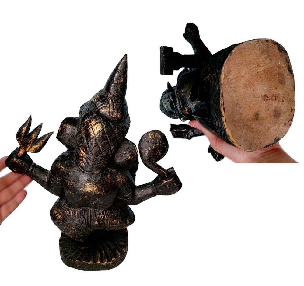 พิฆเนศไม้สัก ทำสี สูง 30cm