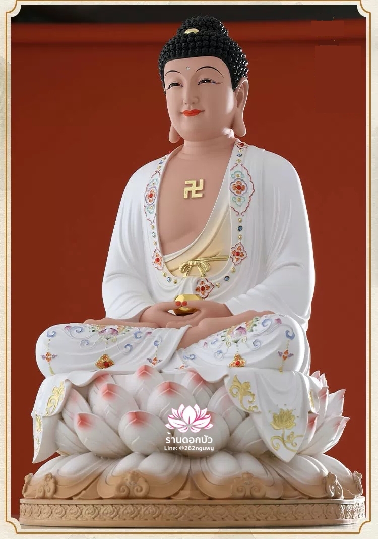 พระพุทธเจ้า (พระยูไล) พระโพธิสัตว์กวนอิม (กวนอิมผ่อสัก) พระมหาสถามปราปต์โพธิสัตว์ (ไต่ซีจี่ผ่อสัก) งานเรซิ่น ขนาด 12/16/19 นิ้ว