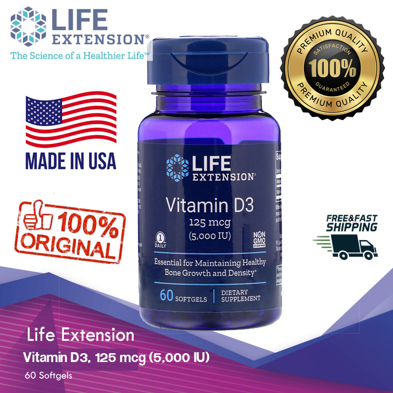 Life Extension, Vitamin D3, 125 mcg (5,000 IU), 60 Softgels