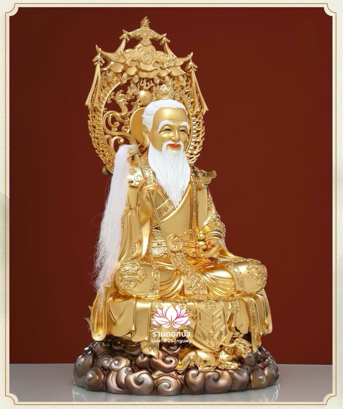 ซำเช้งเต๋าจ้อ โตเต็กเทียนจุน หรือไท่ส่องโล้กุ๊น หง่วนซี่เทียนจุน เล็งโป้เทียนจุน สีทอง งานเรซิ่น ขนาด 12/16/19/26 นิ้ว