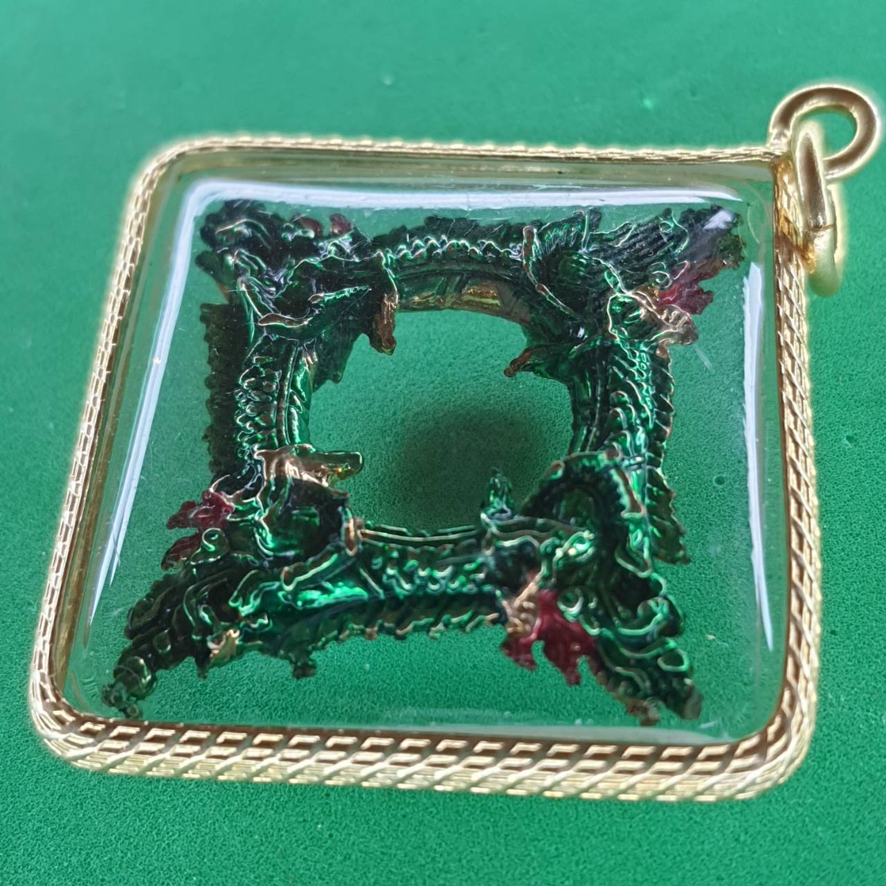 ของป้องกัน บ่วงบาศพญานาค 4เศียร สีเขียว กรอบไมคอน บ่วงบาศนาคราช บ่วงบาศก์พญานาค บ่วงบาศพญานาค