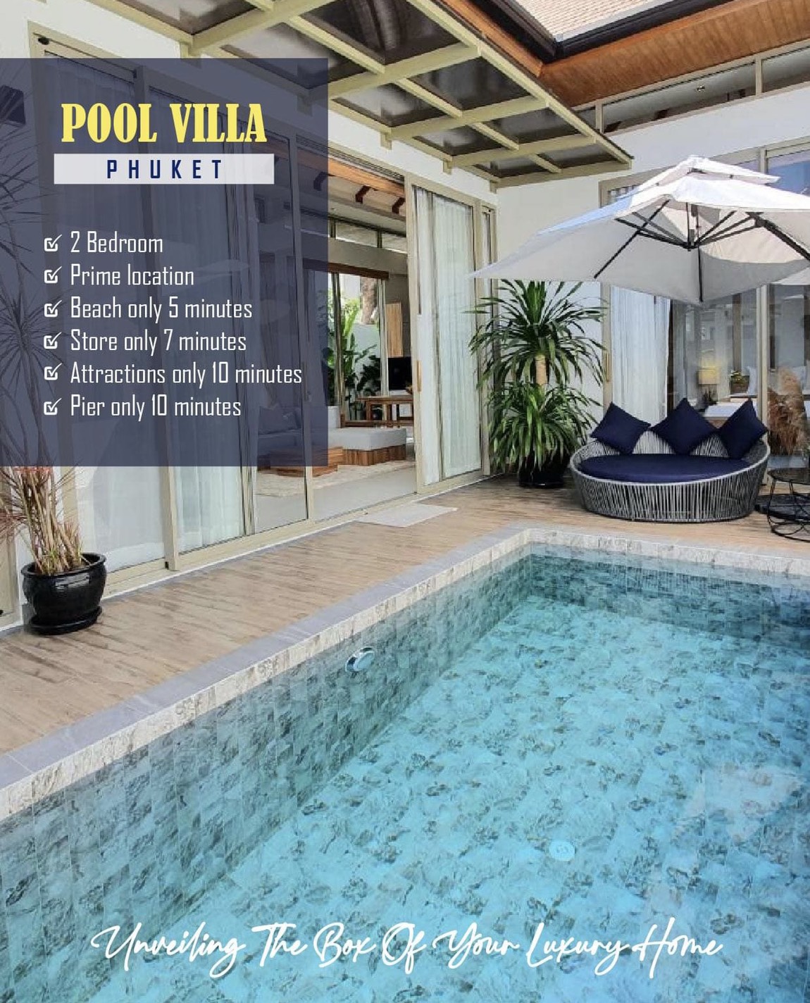 For Rent : Rawai, Luxury Private Pool Villa, 2 bedrooms 2 Bathrooms, Pool view.