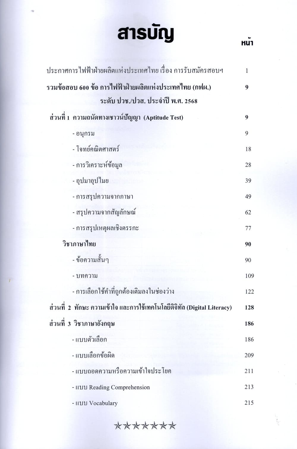 ( ปี68) รวมข้อสอบ 600 ข้อ การไฟฟ้าฝ่ายผลิต แห่งประเทศไทย (กฟผ.) ปวช. ปวส. KTS0687 sheetandbook