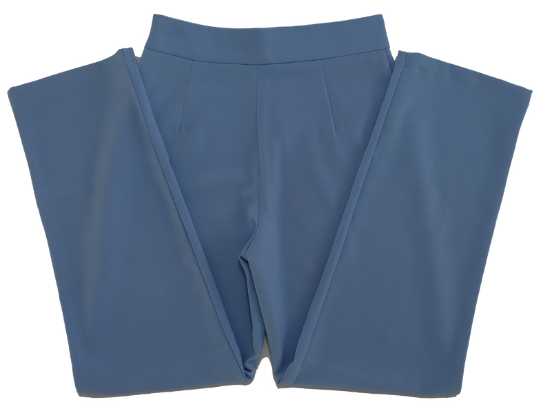 กางเกงขากระบอกเอวสูง ผ้าฮานาโกะ สีฟ้าคราม Size S M L XL
