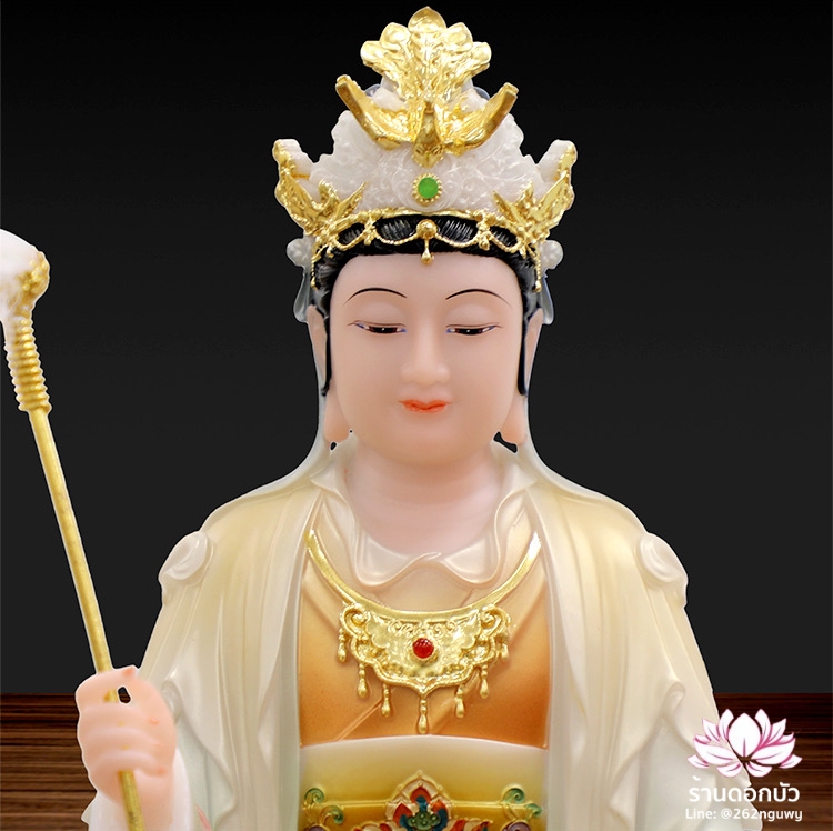 ตี่บ้อเนี่ยเนี้ย ตี่บ้อเหนียวเหนียว พระแม่ธรณีจีน ปางประทับนั่งบัลลังก์ งานหินอ่อนคุณภาพสูง ขนาด 16 นิ้ว