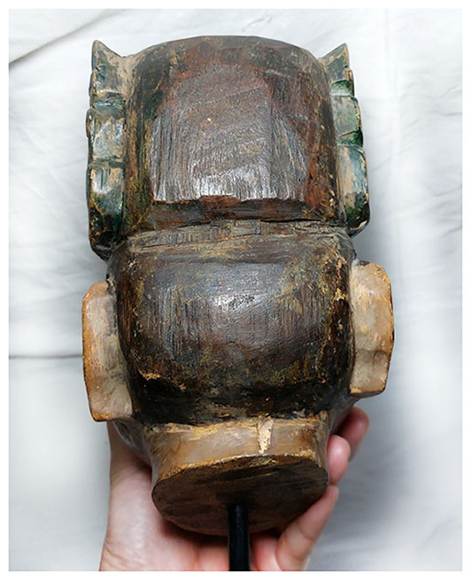 หัวหุ่นไม้แกะศิลปะพม่า(หัวโขน) สูงรวมฐาน 31cm