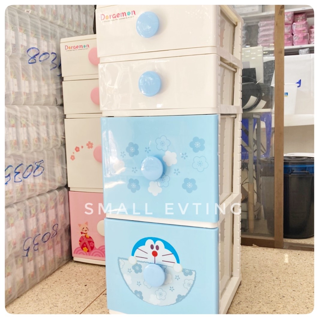 Small Evting ลิ้นชัก 4 ชั้น ลายโดเรม่อน แท้ 100 % รุ่น B42 ลิ้นชักใส่เสื้อผ้า ลิ้นชักเอนกประสงค์