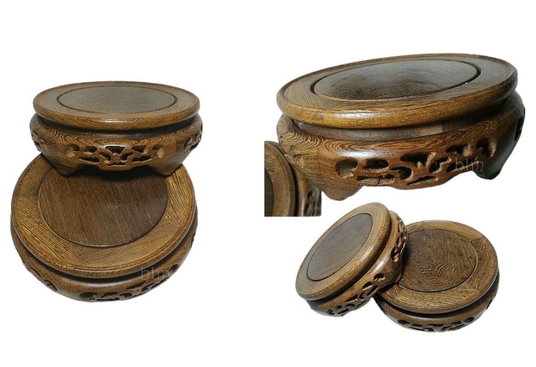 กี๋หรือฐานไม้ทรงกลม ไม้wenge (แบบด้าน)--BPT054--