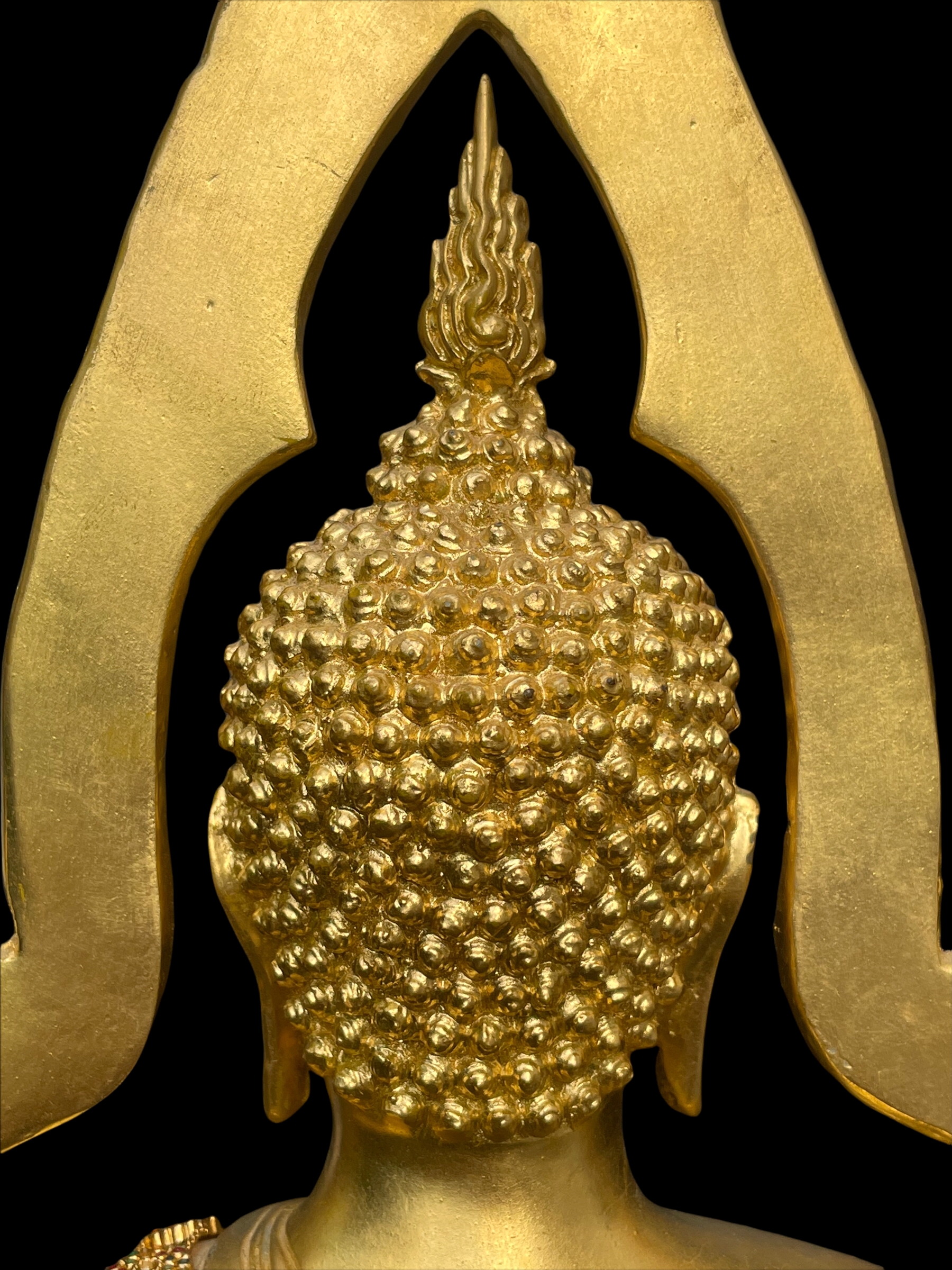 พระพุทธชินราช(จำลอง)ภปร. 84พรรษา เนื้อโลหะ ลงรักปิดทอง 100% ขนาดหน้าตัก 9 นิ้ว(ใต้ฐานบรรจุพระพุทธชินราชเนื้อผงพระราชทานมวลสาร จิตรลดาและเส้นพระเจ้า(เส้นผม))