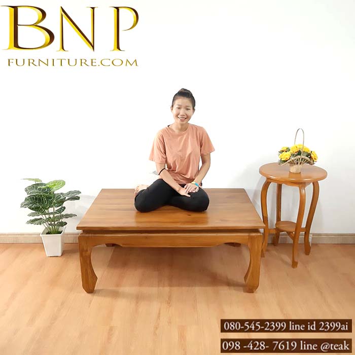 ตั่งนั่งไม้สักเเท้ 80x120x50 ซม.