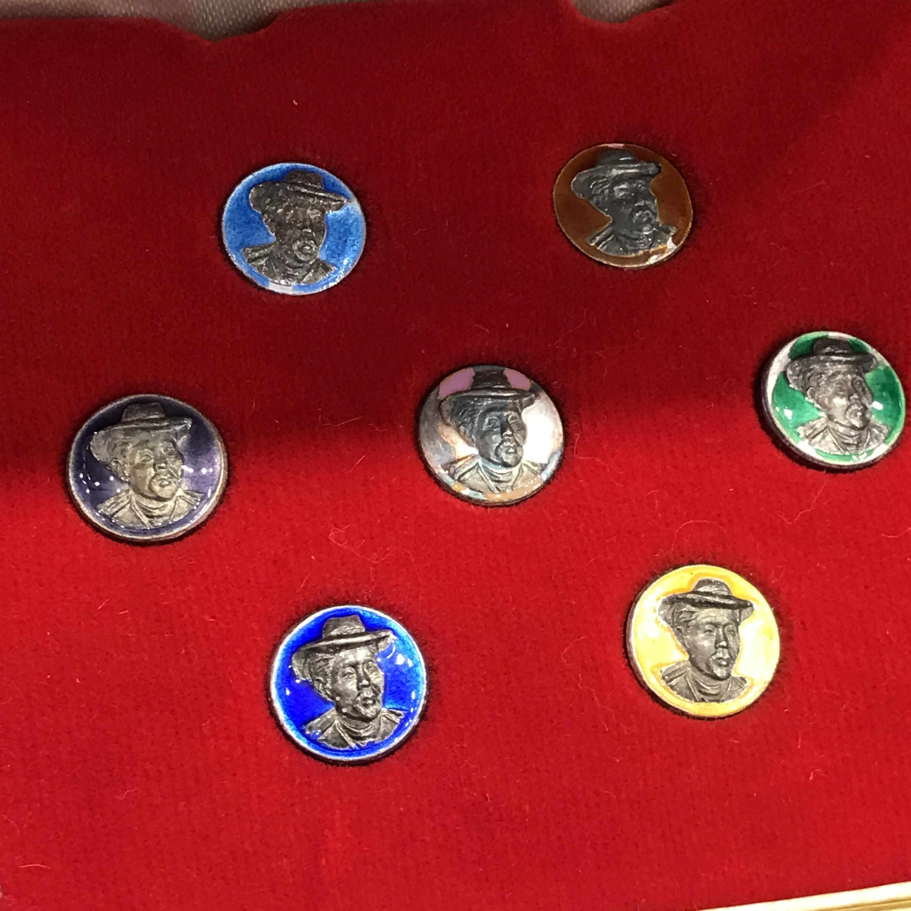 เหรียญเม็ดกระดุม รัชกาลที่ 5 วัดบวรนิเวศ ปี2540 เนื้อเงินลงยาประจำวัน7สี(สร้างน้อยหายาก)