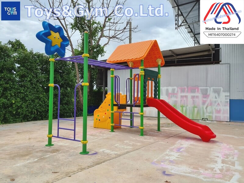 Made in Thailand-เครื่องเล่นสนามกลางแจ้งชุดบ้านสดใส ครุภัณฑ์เครื่องเล่นสนาม สพฐ.