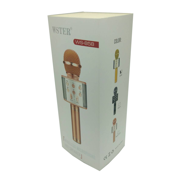 WS-858 Wireless Bluetooth HIFI Karaoke Microphone mic– สีทอง