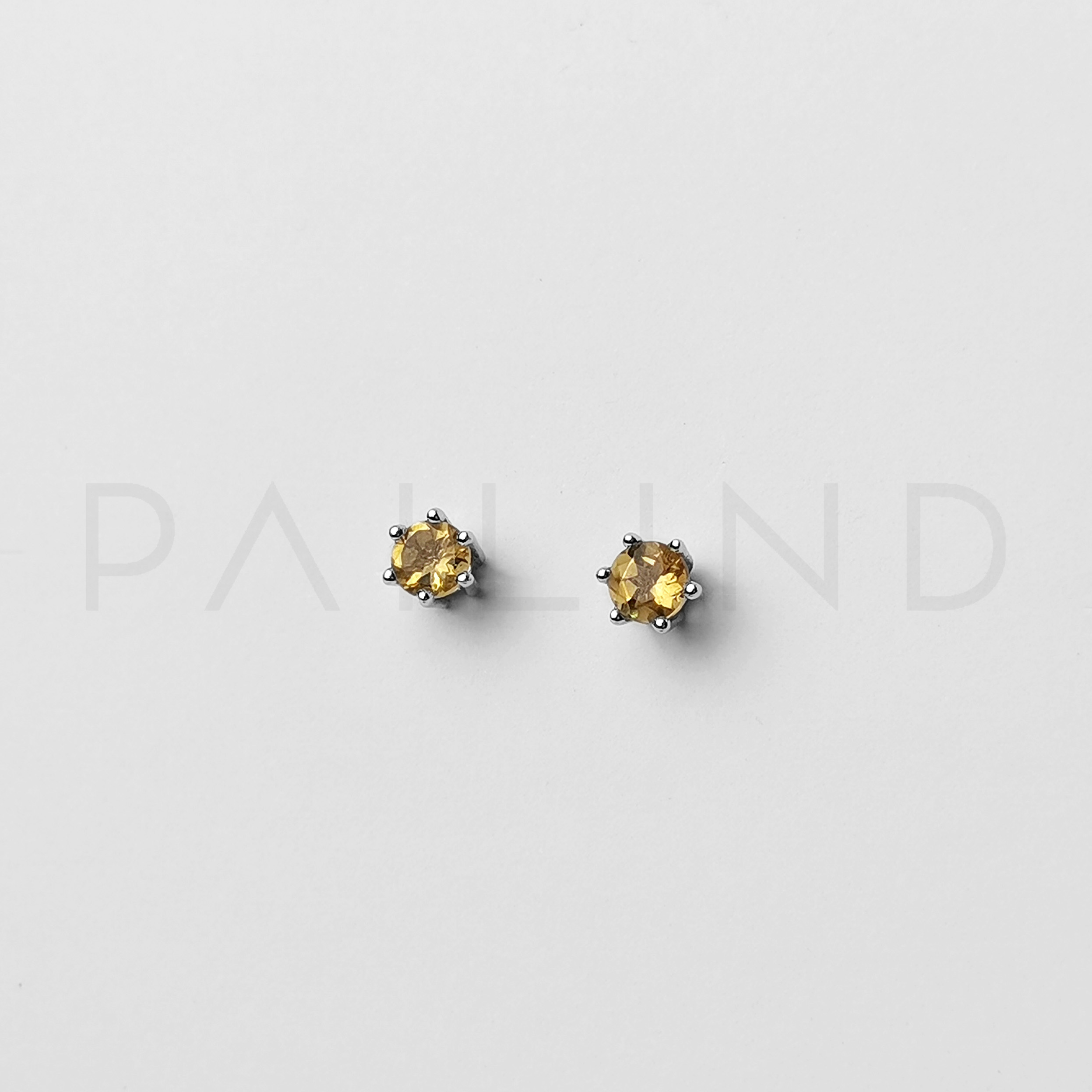 ต่างหูเงินแท้ ดีไซน์คลาสสิค ประดับพลอย CITRINE