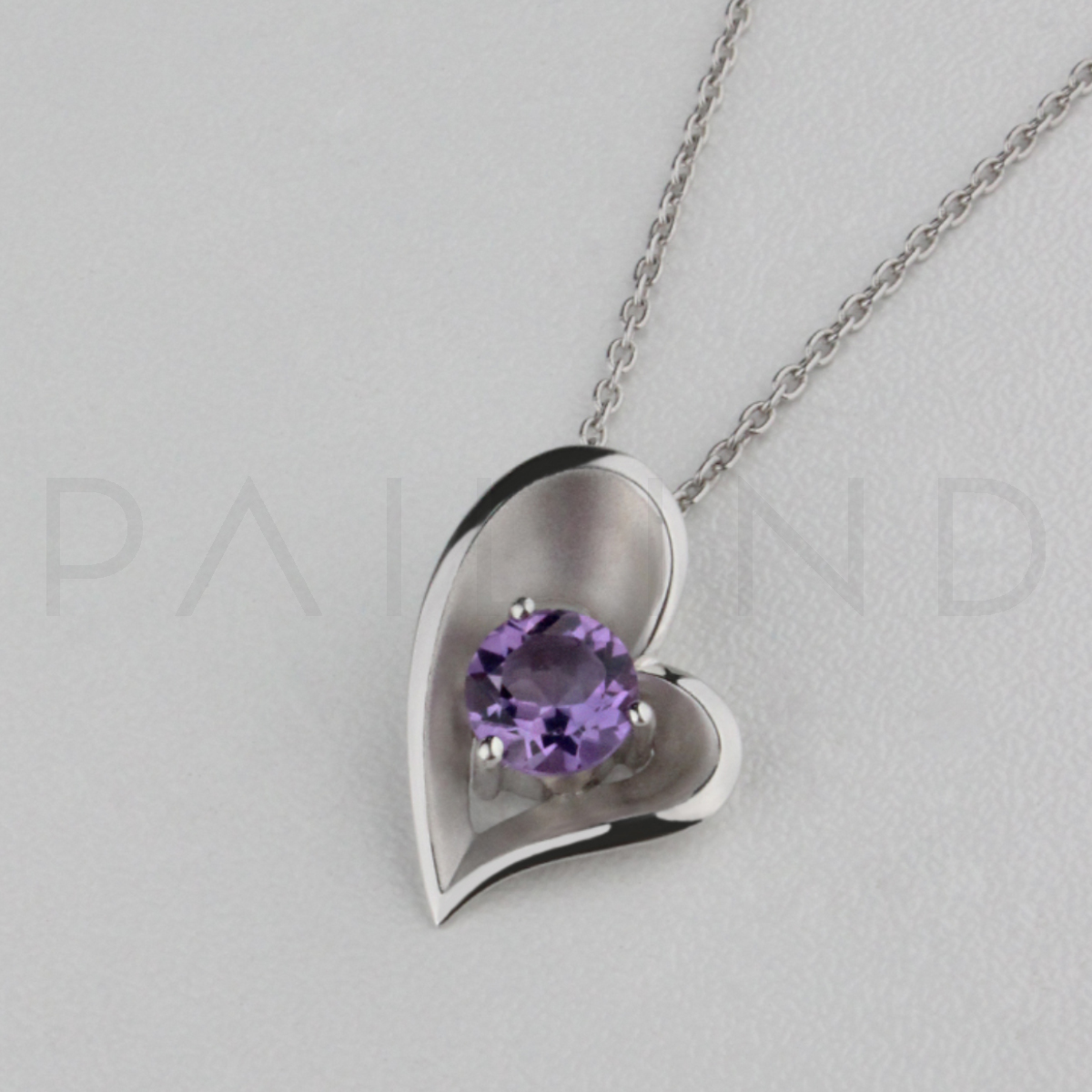 จี้เงินดีไซน์ประดับ AMETHYST