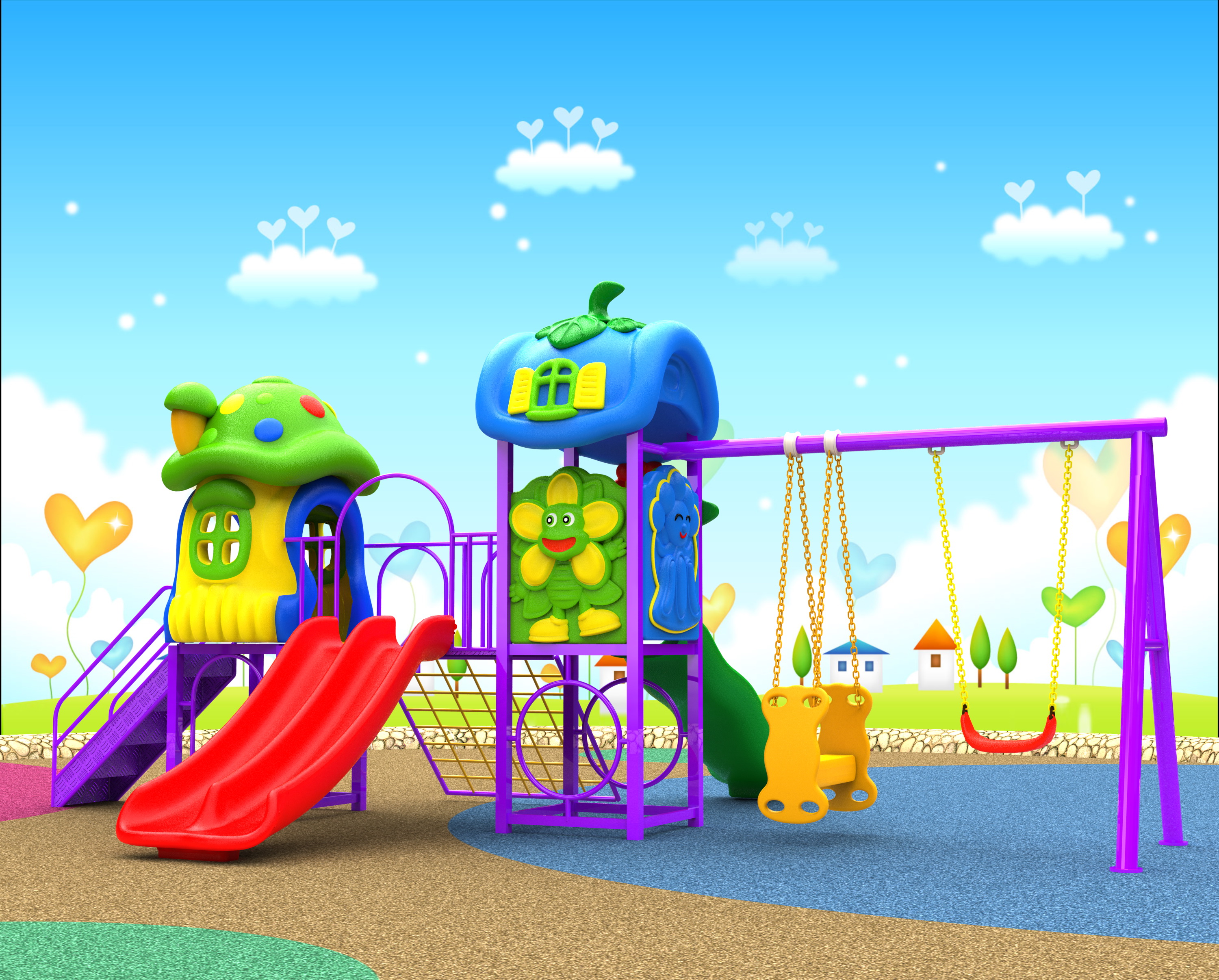 เครื่องเล่นสนามกลางแจ้ง Cartoon House Series TG-S3163