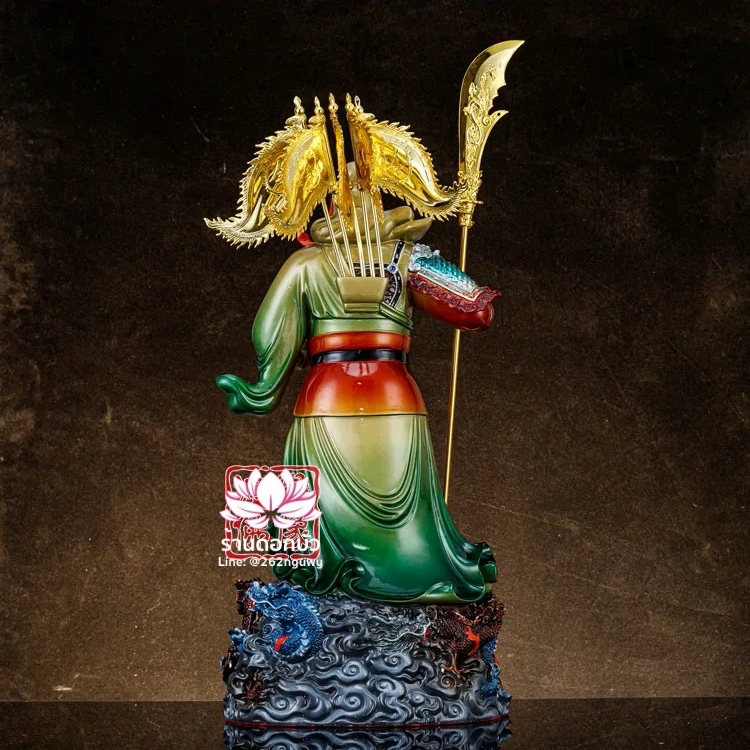 เทพเจ้ากวนอู กวนเต้กุ๊น เฮียบเที้ยนไต่เต่ หรือ กวนเส่งเต้กุ้น ปางประทานทรัพย์ ขนาด 16/19/26/36 นิ้ว สีเขียว/แดง
