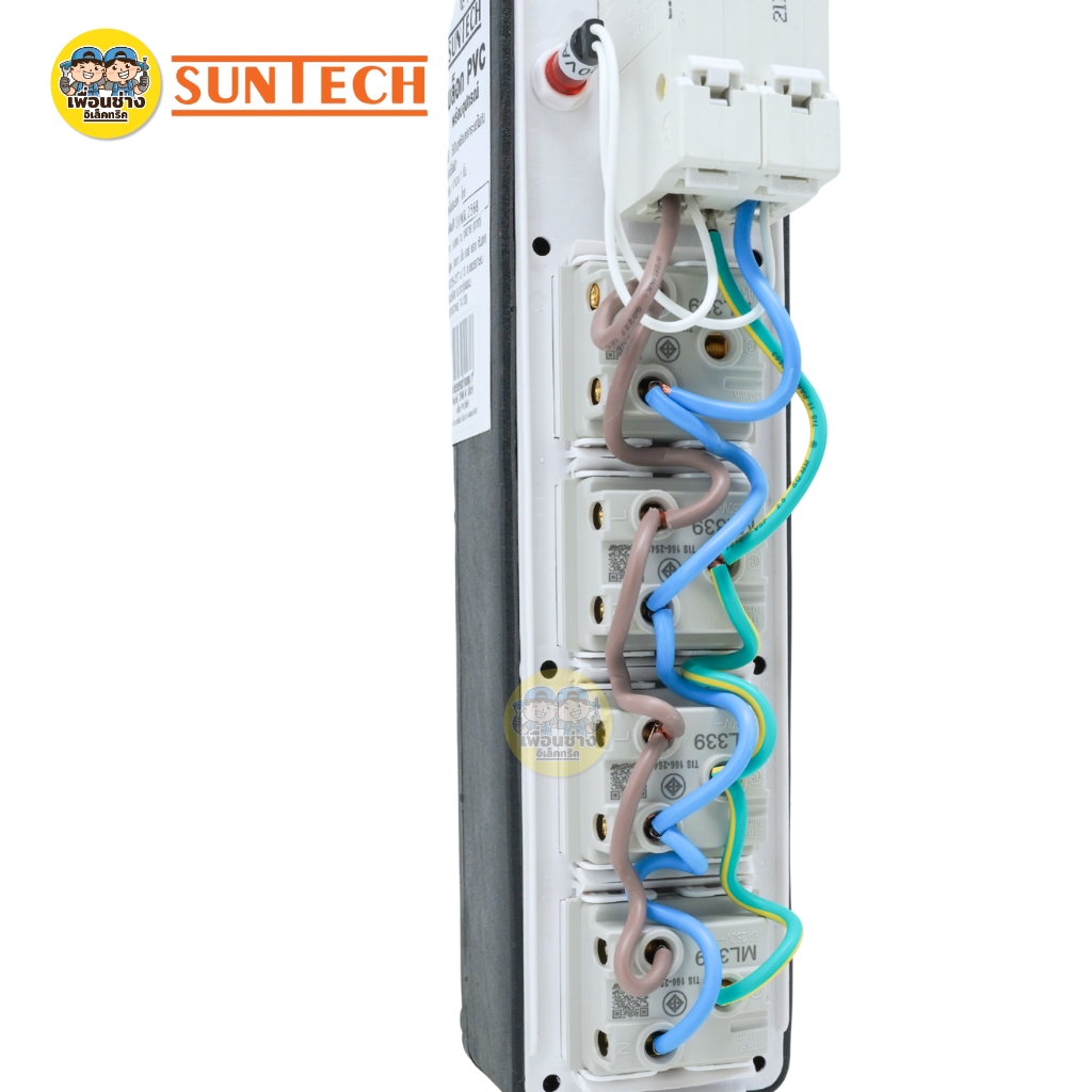 SUNTECH เฉพาะบล็อกยาง PVC รุ่นเบรกเกอร์ธรรมดา MCD ปลั๊กกราวด์คู่พร้อมเบรกเกอร์ รองรับ 16A 3500W ปลั๊ก เต้ารับ มอก.