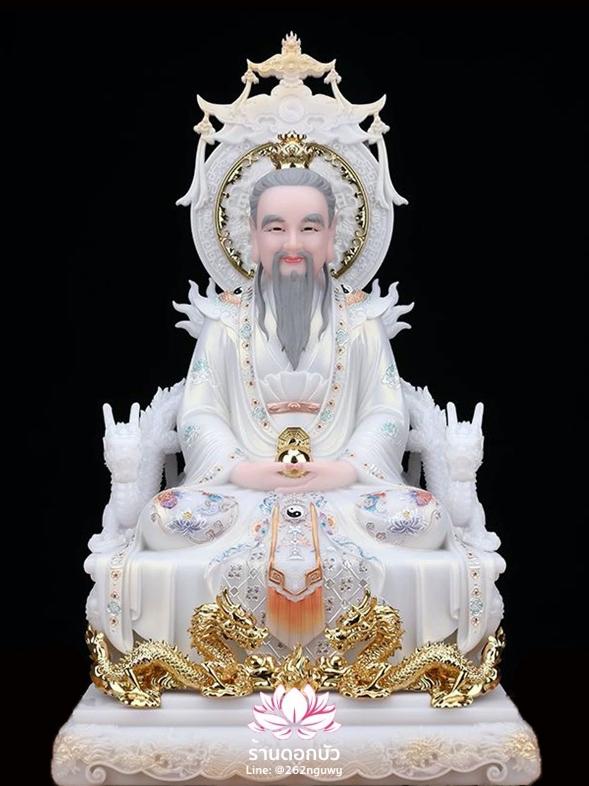 ศาสดาเต๋า ซำเช้งเต๋าจ้อ โตเต็กเทียนจุน หรือไท่ส่องโล้กุ๊น หง่วนซี่เทียนจุน เล็งโป้เทียนจุน งานหินอ่อนคุณภาพสูง ขนาด 12/16/19/26 นิ้ว