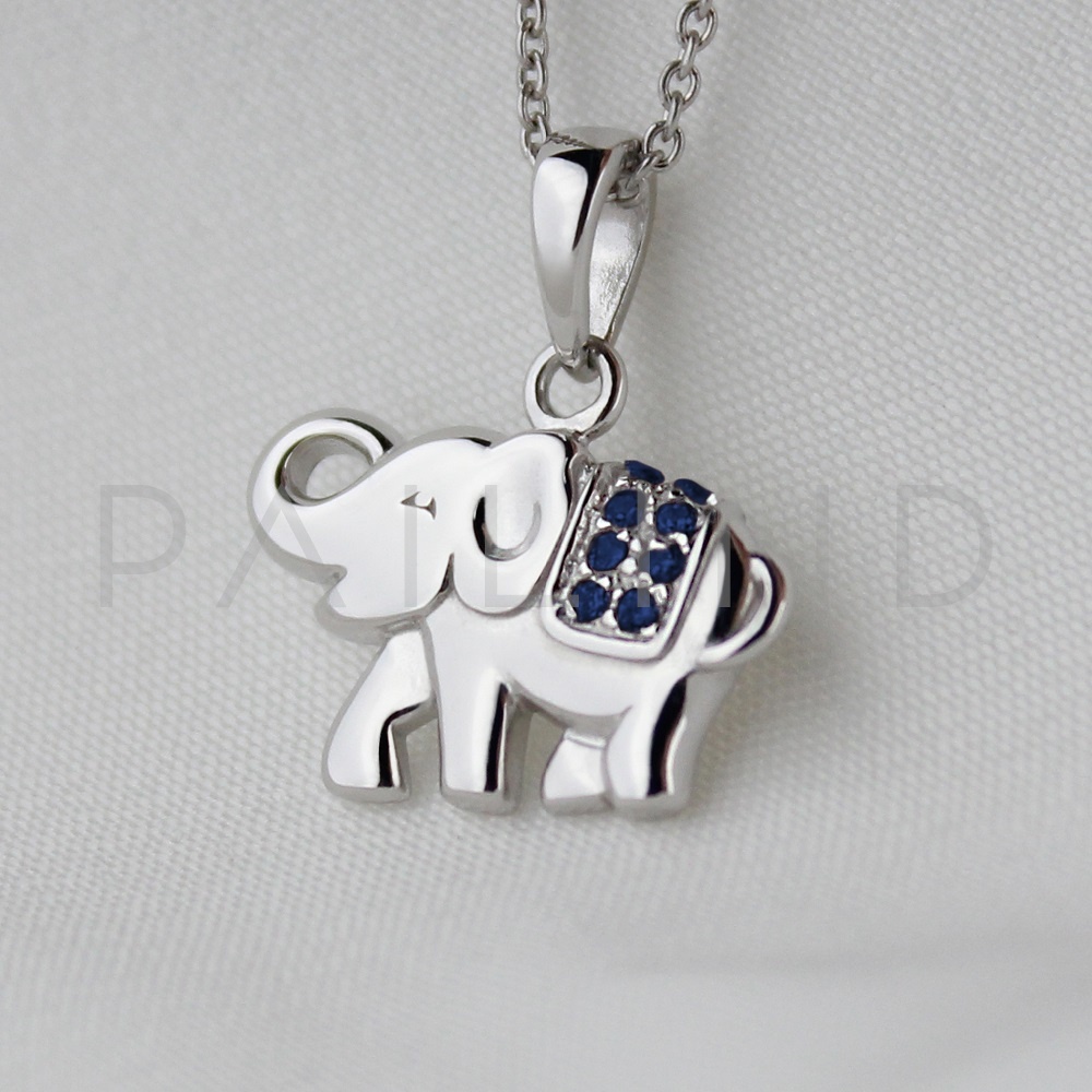 จี้เงินรูปช้างประดับ SAPPHIRE