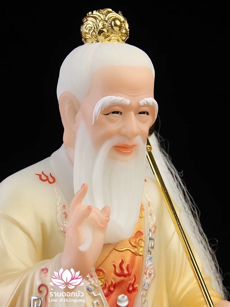 ไท่เสียงเหล่ากุง ไท่ส่องโล้กุ๊น ไท้ซังเหล่าจวิน หรือเล่าจื้อ ปางประทับนั่งขี่วัว งานหินอ่อนคุณภาพสูง ขนาด 16/19/26 นิ้ว