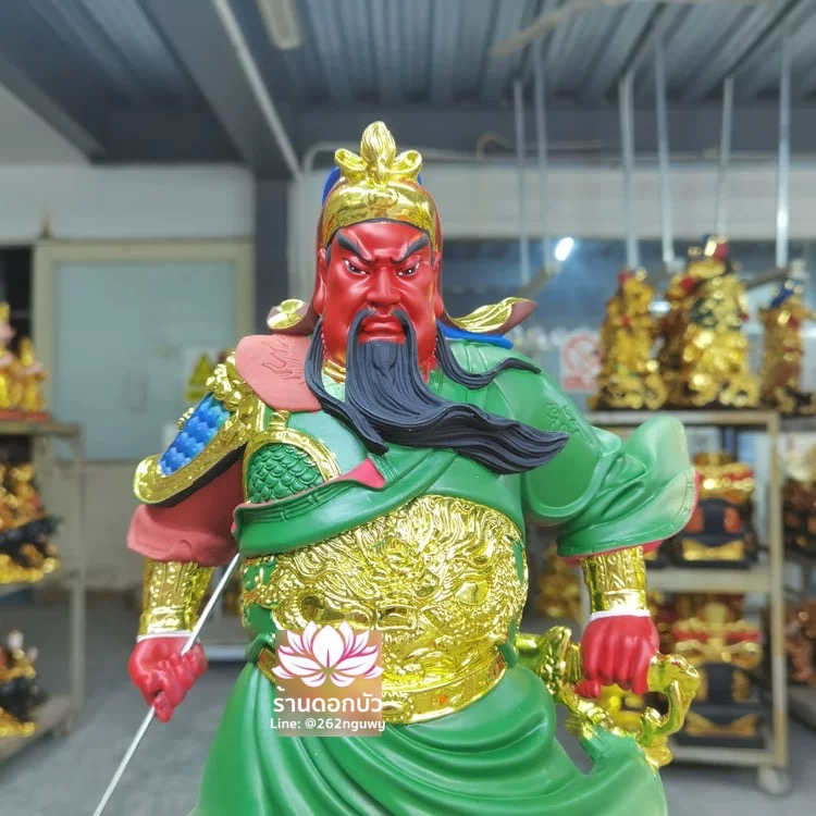 เทพเจ้ากวนอู กวนเต้กุ๊น เฮียบเที้ยนไต่เต่ หรือ กวนเส่งเต้กุ้น ปางออกศึก ประทับยืน ขนาด 12/16/19/26 นิ้ว