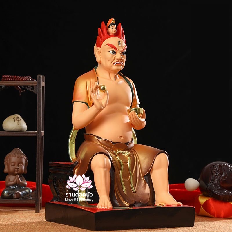 ไต่สือเอี๊ย พ้อต่อกง กวนอิมไต่ซือ เทพเจ้าสายนรก ปางนั่ง งานเรซิ่น ขนาด 16 นิ้ว