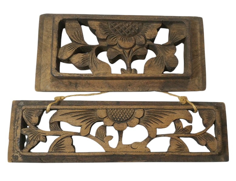 (คู่)ไม้แกะเก่าสไตล์จีน ขนาดเล็ก