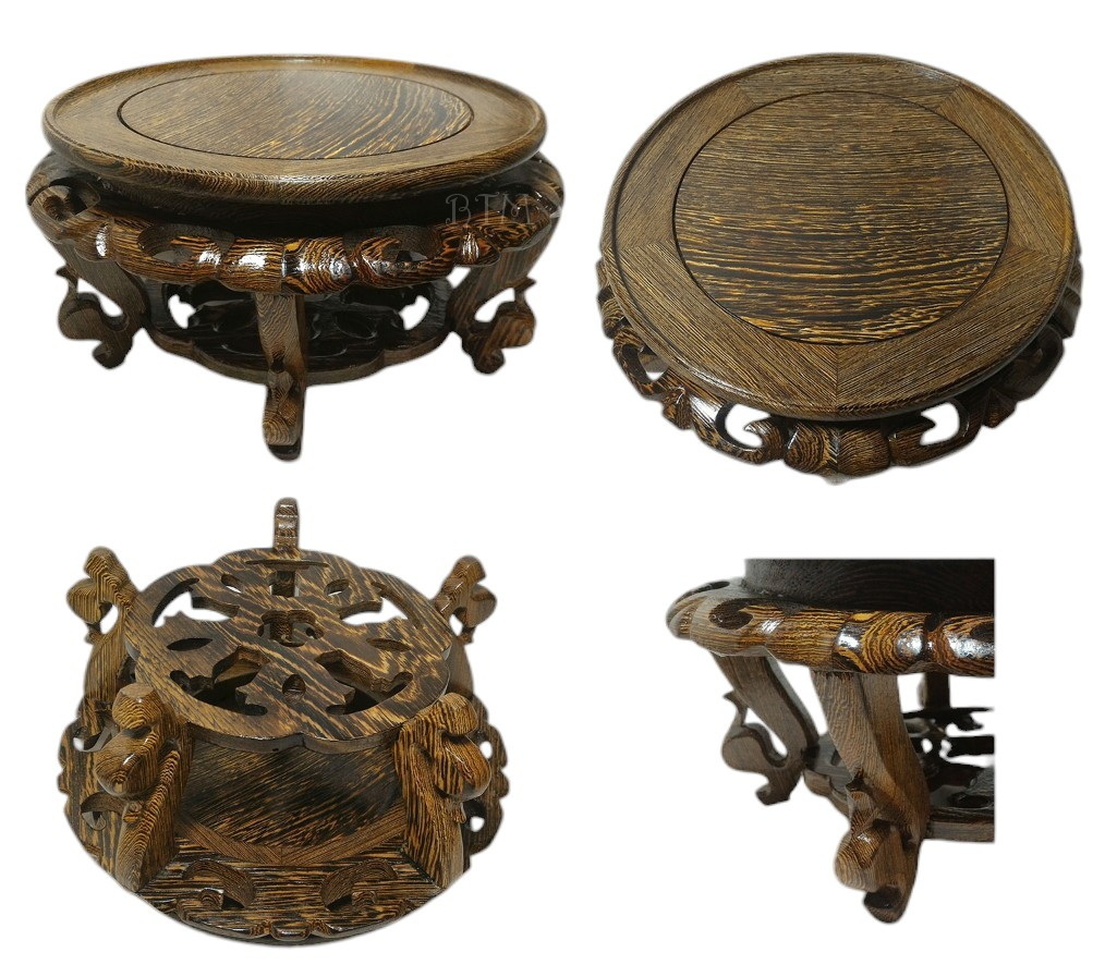 กี๋หรือฐานไม้ ทรงกลม ขานก(เคลือบเงา)--BPT108--