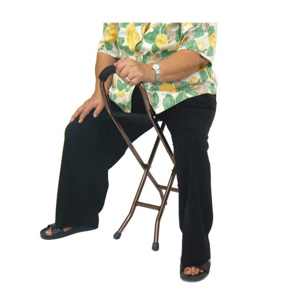 ไม้เท้า เก้าอี้พับได้ พร้อมที่นั่งผ้าไนลอน นั่งได้