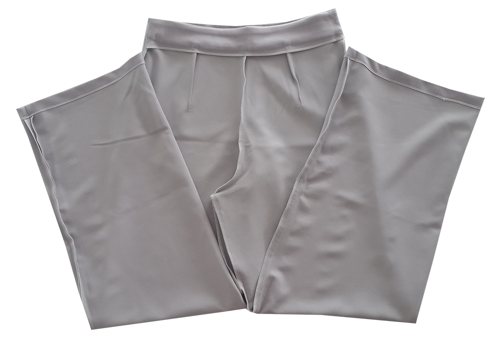 กางเกงขาบานเอวสูง ผ้าฮานาโกะ สีเทา ซิปซ้าย ไม่มีกระเป๋า Size 2X 3X