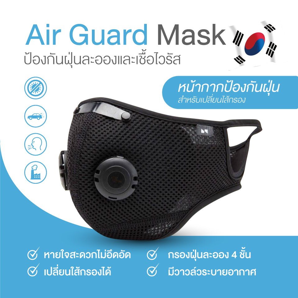 AIR GUARD MASK (หน้ากากป้องกันฝุ่นเปลี่ยนใส้กรองได้)