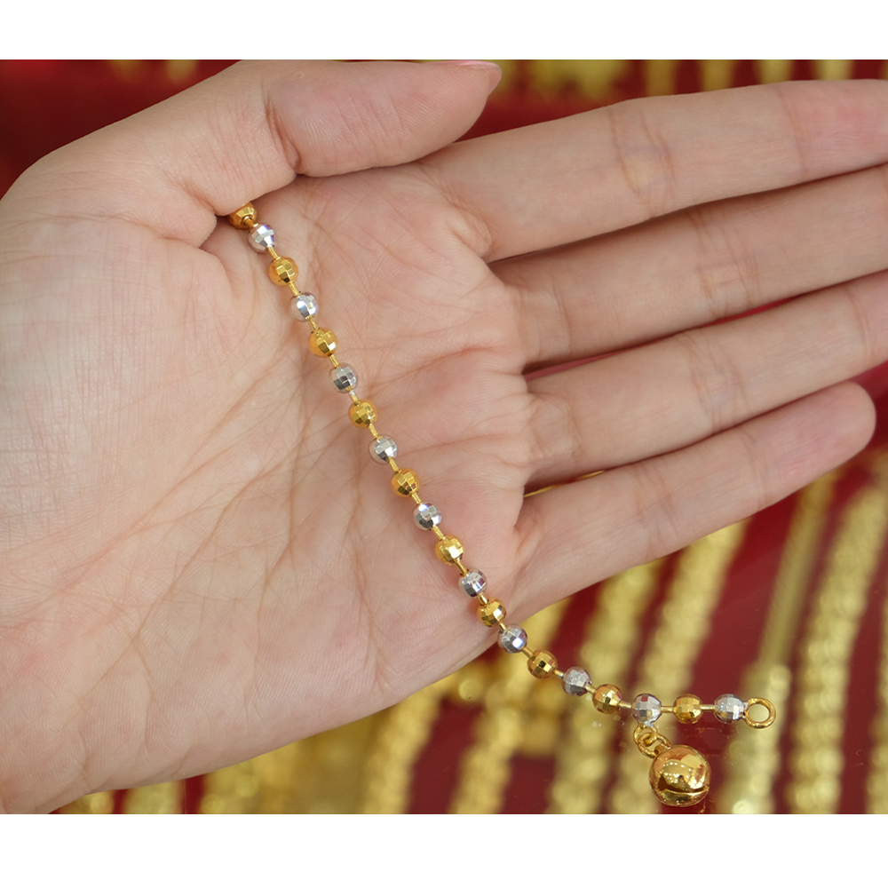 สร้อยข้อมือ สองกษัตริย์(เม็ดใหญ่)บอลตัดลาย 2 ส.รหัส 321
