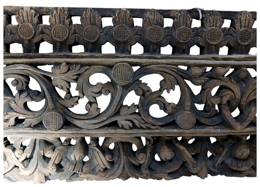 แผ่นไม้แกะสลักเก่าศิลป์พม่า -เทวดาในซุ้ม 💥ราคารับเอง!💥