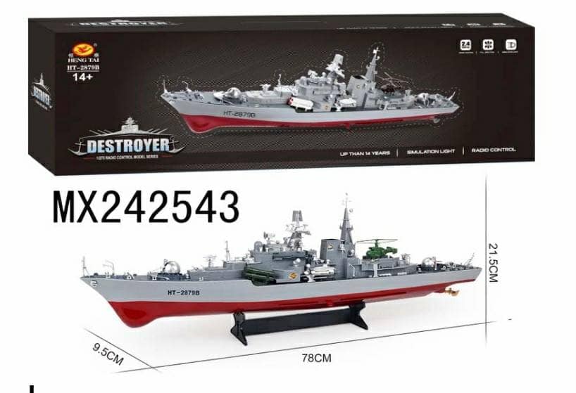 เรือบังคับ battleship ht-2879b สเกล 1:275 วิ่งได้จริง รีโมท2.4gh ระบบ 2มอเตอร์ 2ใบพัด