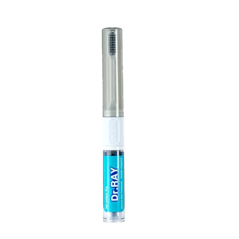 D82 แปรงสีฟัน Dr.Ray Portable integrated (แบบพกพา 2in1) ( สีเทา )