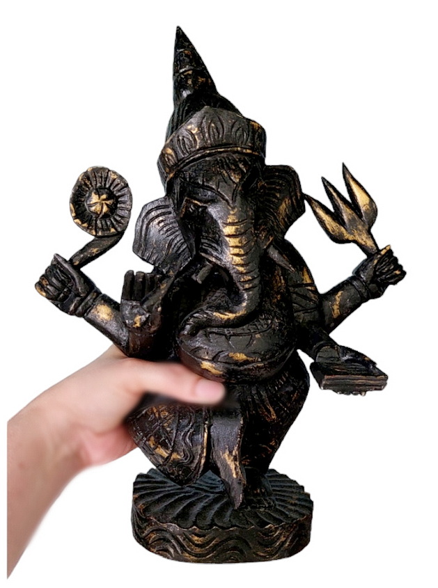 พิฆเนศไม้สัก ทำสี สูง 30cm